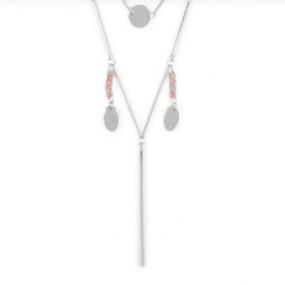 Boho Lariat Layering Silver Tone Earthy Necklace